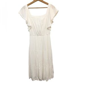 Monteau Los Angeles Elegant White Ruffle Dress, Size M